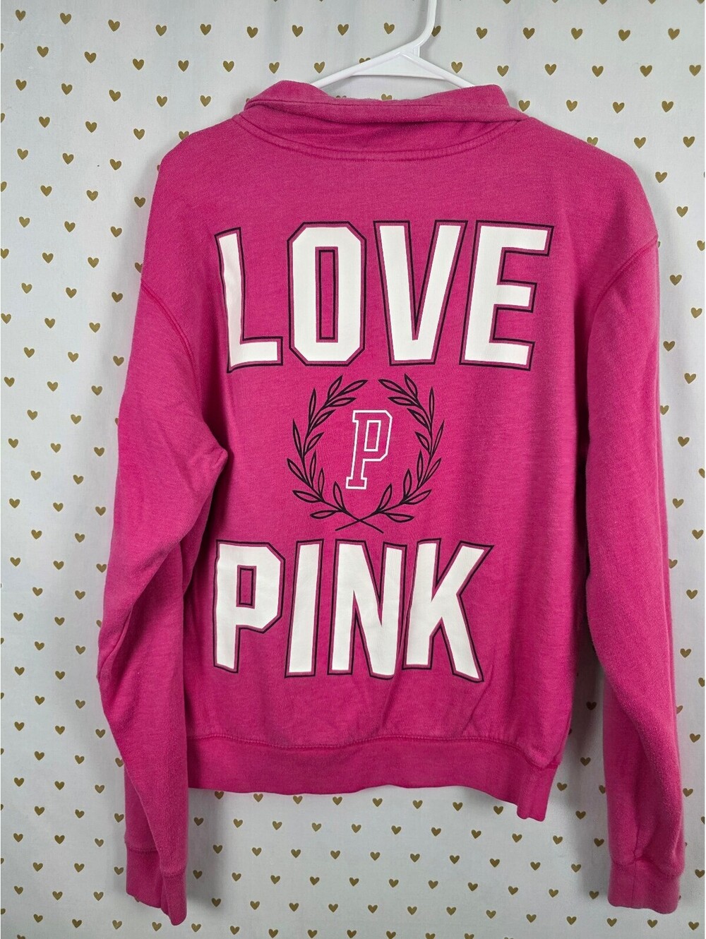 Victorias Secret Pink Vintage quarter zip Sweater Shirt Logo Medium
